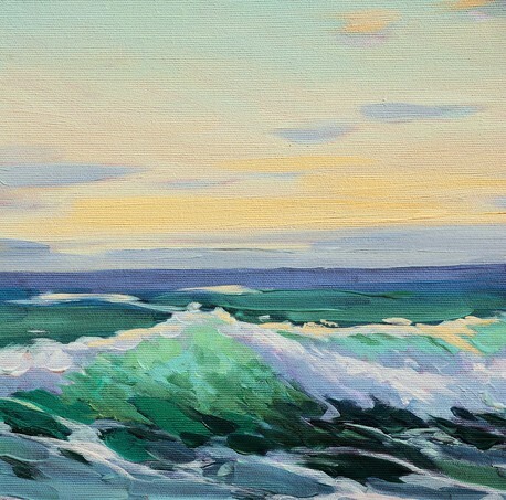 Mediterranean sea, wave, illustration, painting by oil on a canvas